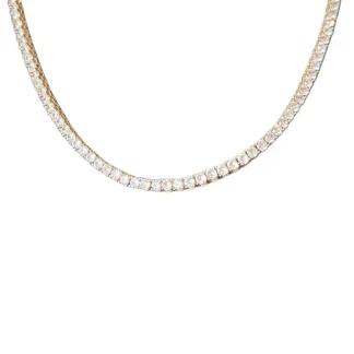 Colar Riviera zircônia 4 garras 3mm 40 cm Prata 925 ouro 18 k