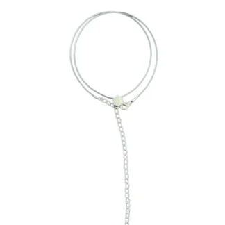 Colar Ponto Nylon com alongador Prata 925 Ródio