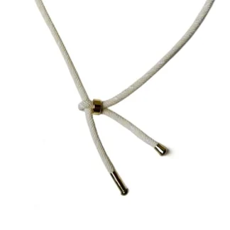 Colar Fio creme Ponteira Prata 925 Ouro 18k