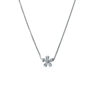 Colar 1 flor zircônia branca Prata 925 Ródio