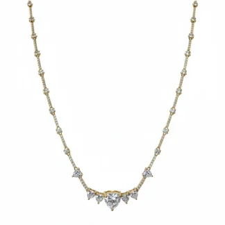 Colar Riviera Coração zircônia 50 cm Prata 925 Ouro 18 k