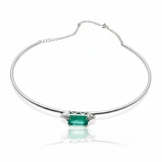 Colar chocker Turmalina fusion zircônia com alongador Prata 925 Ródio