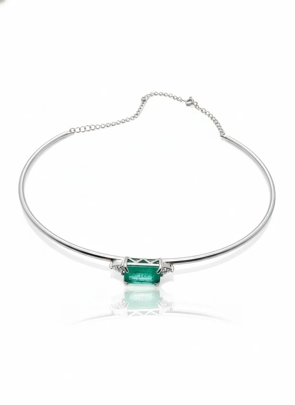Colar chocker Turmalina fusion zircônia com alongador Prata 925 Ródio, Bottega D'Oro