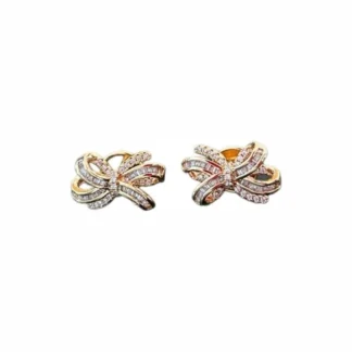 Brinco Laço Zircônia M Prata 925 Ouro 18 K