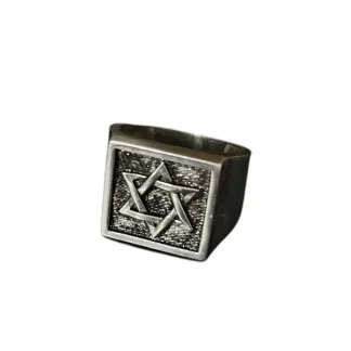 Anel Quadrado Estrela de Davi Prata 925 Bali