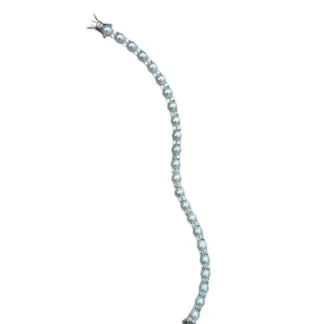 Pulseira Riviera Pérola e zircônia 17 cm Prata 925 Ródio