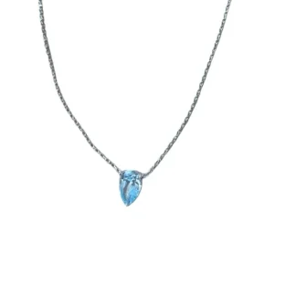 Colar gota topázio azul fusion Prata 925 Ródio