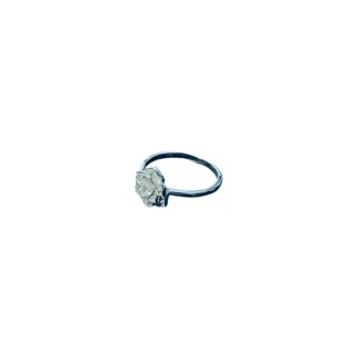 Anel Flor pequena zircônia Prata 925 Ródio