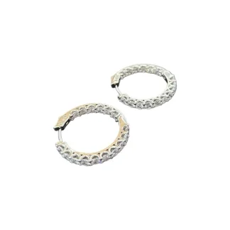 Brinco Argola Zircônia Prata 925 Ródio