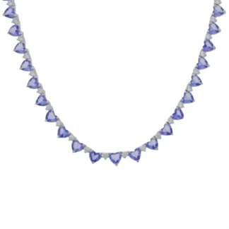 Colar Riviera Coração tanzanita fusion e zircônia 42 cm 3 mm Prata 925 Ródio