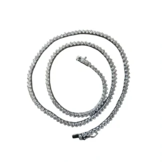 Colar Riviera zircônia 40 cm 3 garras Prata 925 Ródio
