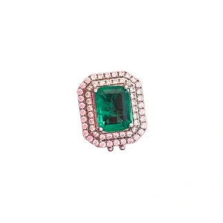 Pingente PIN Pedra quadrada esmeralda fusion e zircônia Prata 925 Ródio