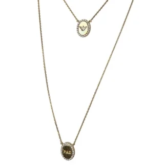 Colar escapulário Paz zircônia Prata 925 Ouro 18K