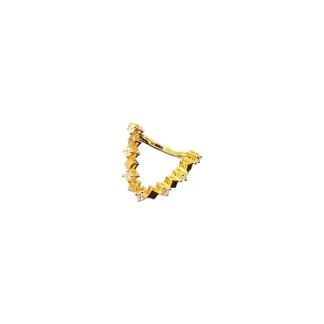 Anel em V zircônia Prata 925 Ouro 18 k
