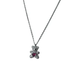 Colar Urso Rubi fusion e zircônia Prata 925 Ródio
