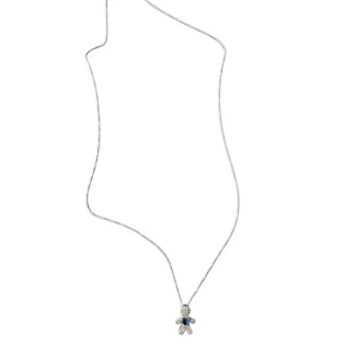 Colar menino Safira Azul fusion Prata 925 Ródio