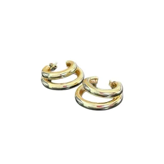 Brinco Argola Duplo 24/29mm Prata 925 Ouro 18K