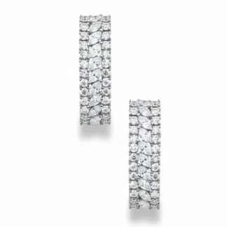 Brinco Ear Hook 2 fileiras zircônia navete Prata 925 Ródio