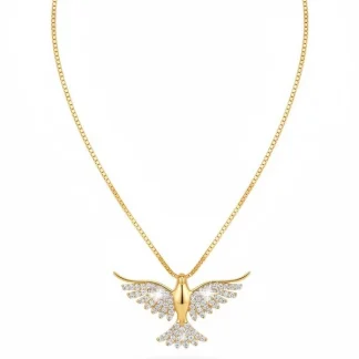 Colar Espírito Santo zircônia P Prata 925 Ouro 18 K