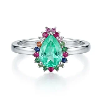 Anel gota Turmalina Fusion Colors Prata 925 Ródio