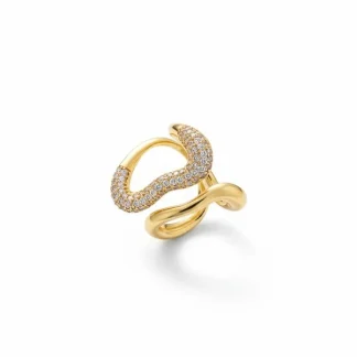 Anel um lado zircônia ajustável Prata 925 Ouro 18 k