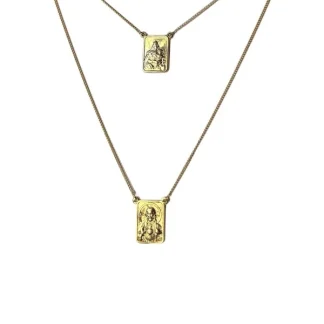 Colar Escapulário Prata 925 Ouro 18 k