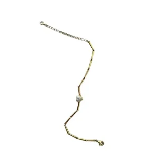 Pulseira canutilho Coração zircônia com alongador Prata 925 Ouro 18 k