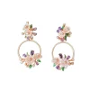 Brinco Flor Argola frontal madre pérola Prata 925 Ouro Rose