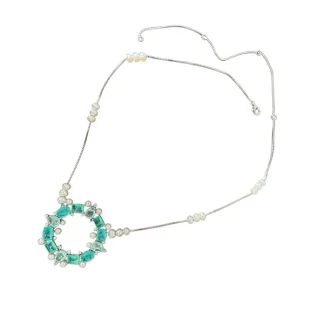 Colar Mandala Turmalina Fusion Pérola Prata 925 Ródio
