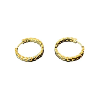 Brinco argola folha liso G Prata 925 Ouro 18 k