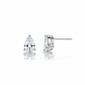 Brinco Gota zircônia 6mm prata 925 Ródio
