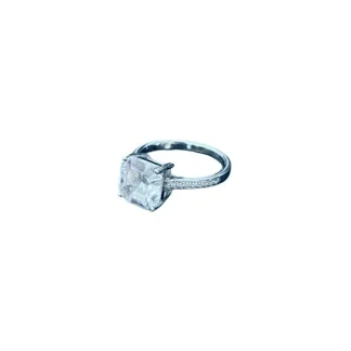 Anel Quadrado Zircônia Prata 925 Ródio