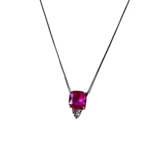 Colar Quadrado topázio rosa fusion e Zircônia Prata 925 Ródio
