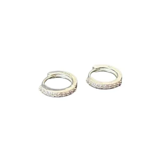 Brinco Argola zircônia M Prata 925 Lisa