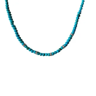 Colar turquesa fusion zircônia Prata 925 Ródio