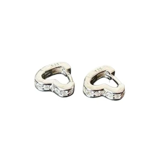 Brinco Argola Coração P Zircônia Prata 925 Ródio