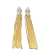 Brinco Franja Gota Zircônia Prata 925 Ouro 18 K