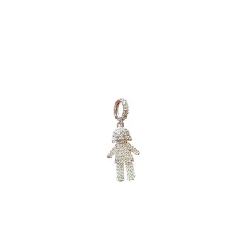 Pingente Menina zircônia Micro cravação Prata 925 Ródio