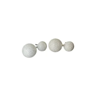Brinco 2 meia bola zircônia micro cravação Prata 925 Ródio