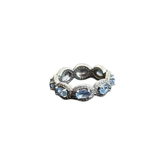 Anel Aliança inteira Tanzanita fusion Prata 925 Ródio