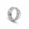 Anel aliança inteira Renda Moissanite Prata 925 Ródio