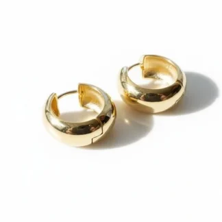 Brinco Argola baulada 18 mm Prata 925 Ouro 18 k