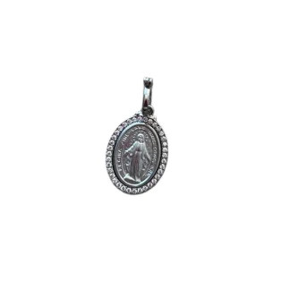 Pingente Nossa Senhora zircônia 2 cm Prata 925 Ródio