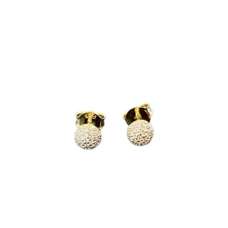 Brinco Bola zircônia micro cravação PP Prata 925 Ouro 18 k