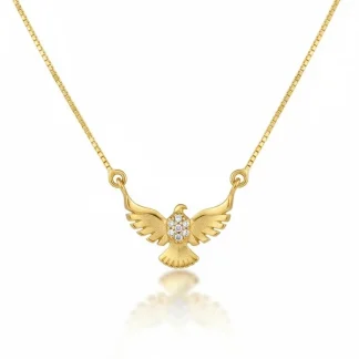 Colar Espírito Santo peito zircônia Prata 925 Ouro 18 k