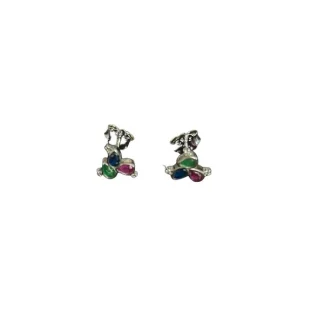 Brinco 3 Pedras Colors Prata 925 Ródio