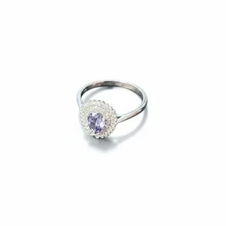 Anel Gota Tanzanita fusion e zircônia Prata 925 Ródio