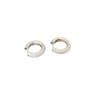Brinco Argola Zircônia Pavê Prata 925 Ródio