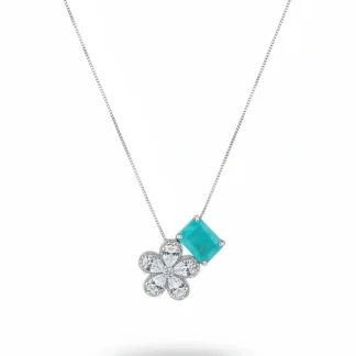 Colar EscapulárioTurmalina light fusion flor zircônia Prata 925 Ródio