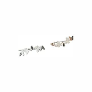 Brinco Ear cuff Borboleta zircônia Prata 925 Ródio